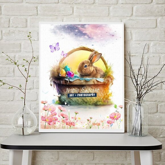 11x14 Easter Bunny Butterflies Flowers Fantasy Art Composite Oil Painting‎ Print - Picture 6 of 6